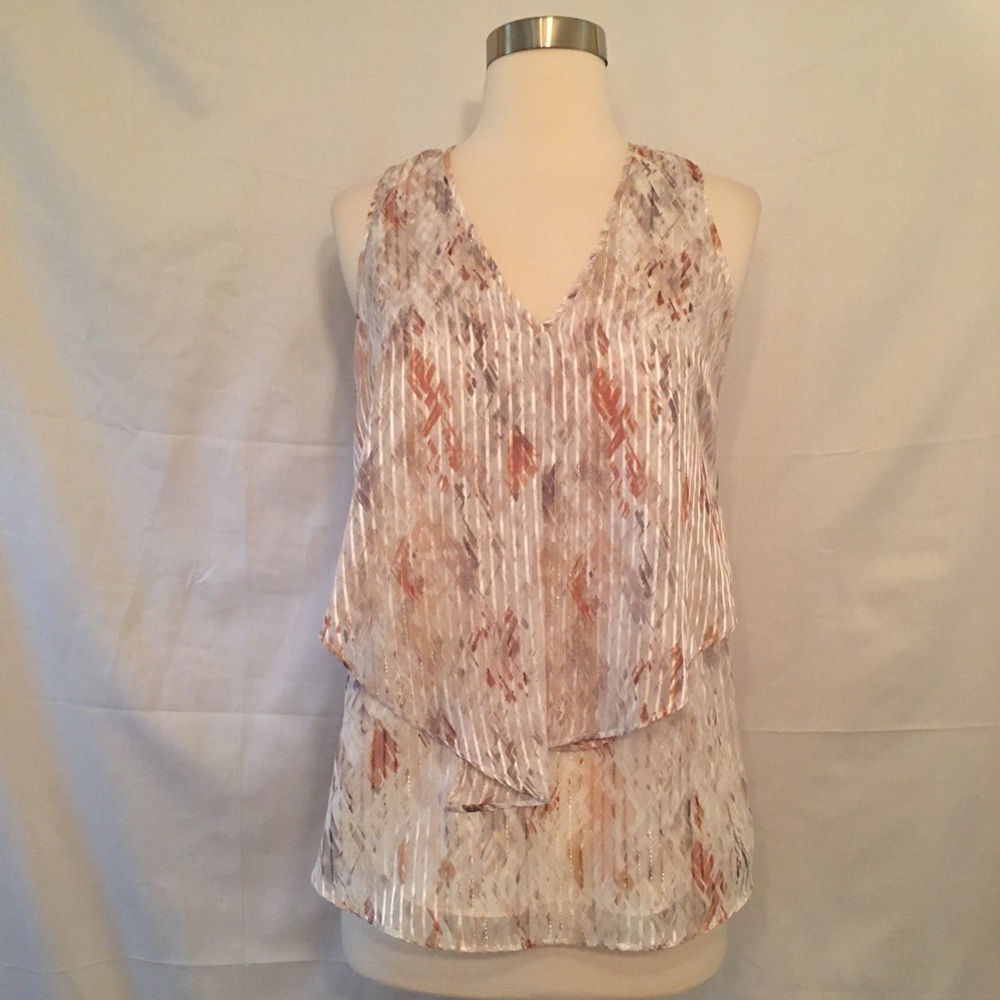 Whbm Shadow Stripe Shell Metallic Layered Tank Xs - image 5